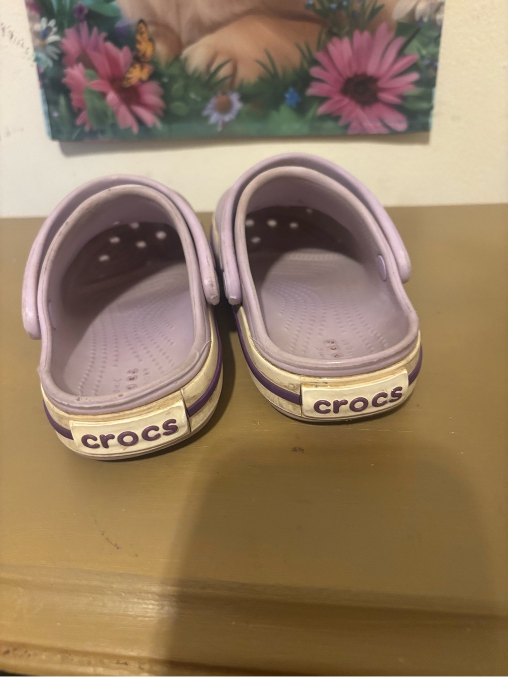 CROCS Kids Lavender Slip-On Clogs with Purple Trim - Picture 2 of 10